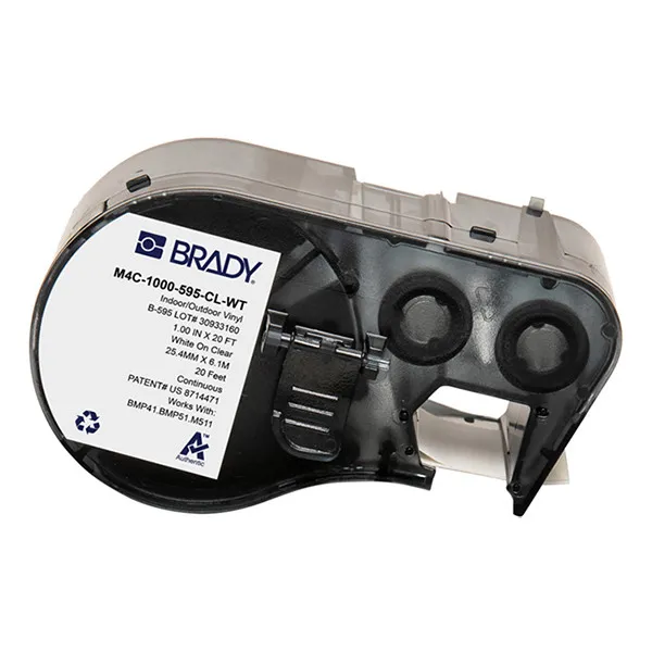 Brady M4C-1000-595-CL-WT Etiquetas de vinilo blanco sobre transparente 25,40 mm x 6,10 m (original)