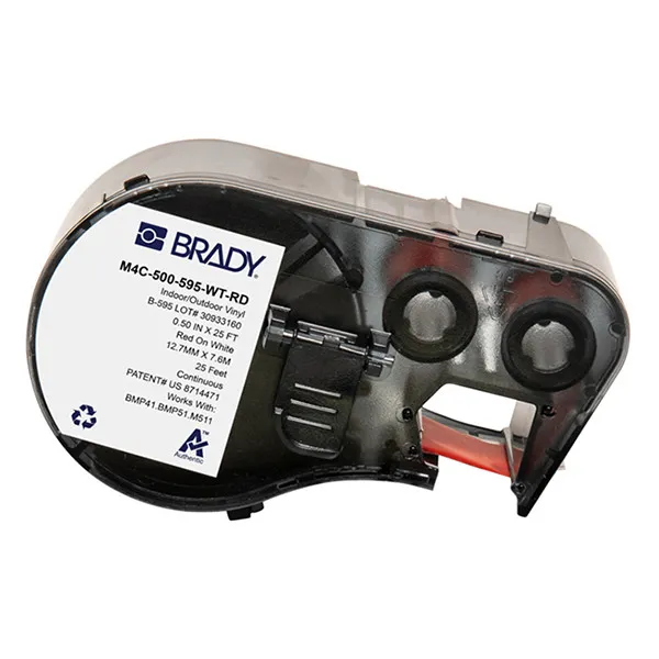 Brady M4C-500-595-WT-RD cinta vinilo rojo sobre blanco 12,7 mm x 7,62 m (original)