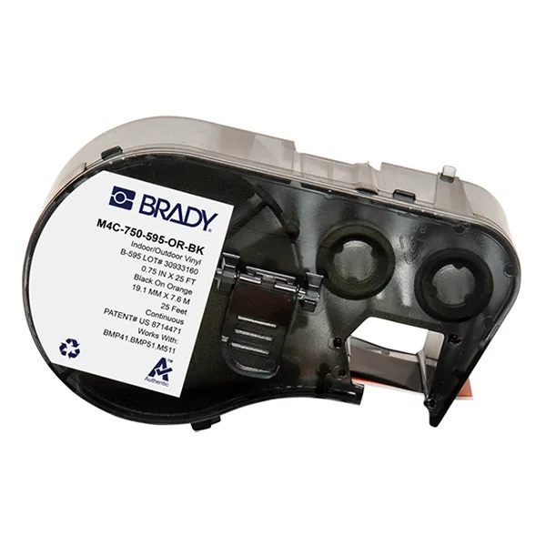Brady M4C-750-595-OR-BK cinta vinilo negro sobre naranja 19,05 mm x 7,62 m (original)