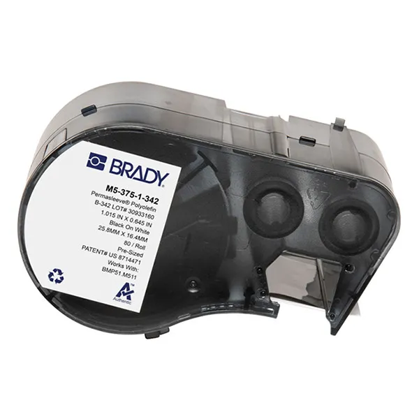Brady M5-375-1-342 cinta termorretráctil negra sobre blanco 25,40 mm x 16,38 mm (original)