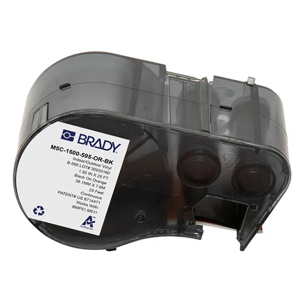 Brady M5C-1500-595-OR-BK cinta vinilo negro sobre naranja 38,1 mm x 7,62 m (original)