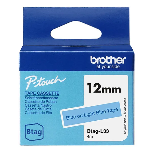 Brother Btag-L33 cinta no laminada azul sobre azul claro 12 mm (original)