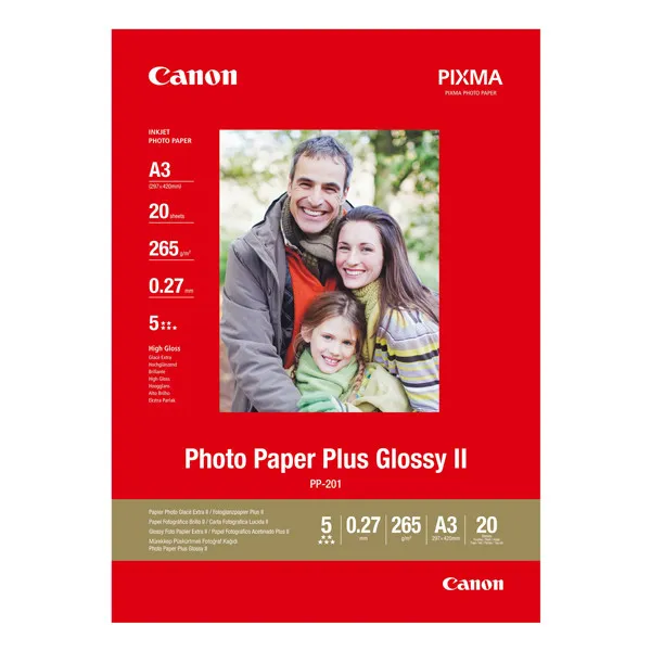 Canon PP-201 Papel foto Glossy Plus II | 265 gramos | A3 | 20 hojas