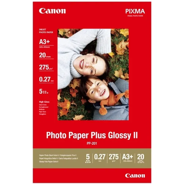 Canon PP-201 Papel foto Glossy Plus II | 275 gramos | A3+ | 20 hojas