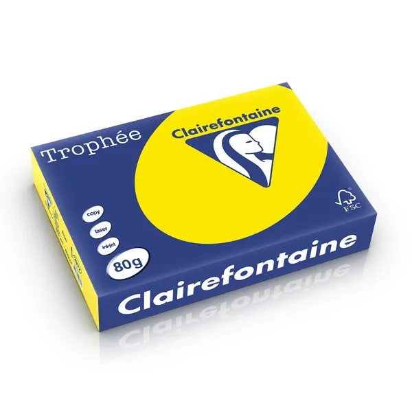 Clairefontaine amarillo fluorescente Papel de color 80 gramos A4 (500 hojas)