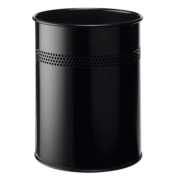 Durable Papelera metálica perforada y resistente (15 litros, negro)