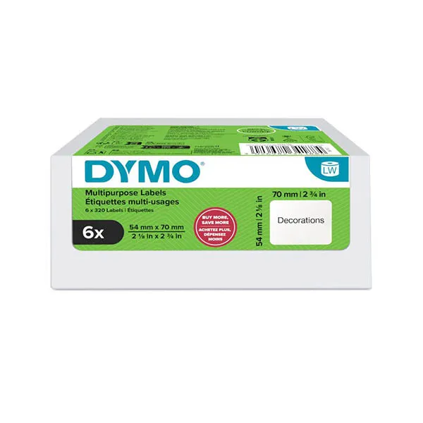 Dymo 2234188 pack 6 etiquetas multifuncionales grandes (original)