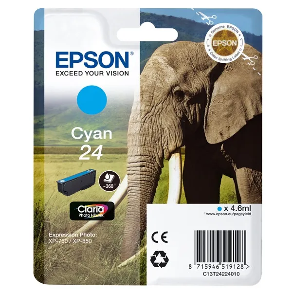 Epson 24 (T2422) cartucho de tinta cian (original)