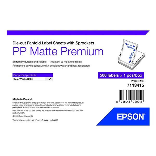 Epson 7113415 Etiqueta PP mate 203 x 305 mm (original)