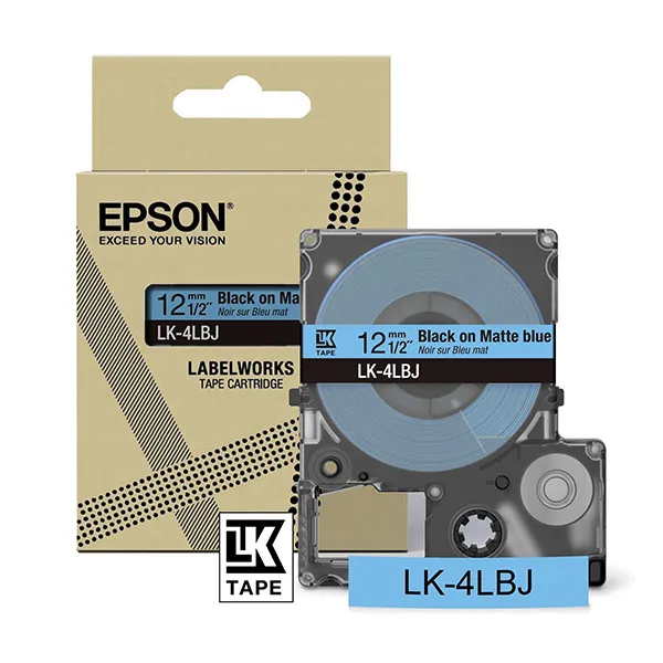Epson LK-4LBJ cinta mate negro sobre azul 12 mm (original)
