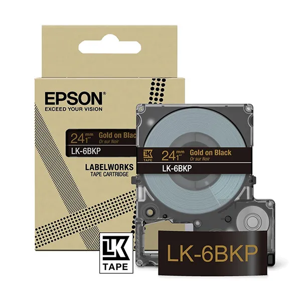 Epson LK-6BKP cinta dorada sobre negro metalizado 24 mm (original)
