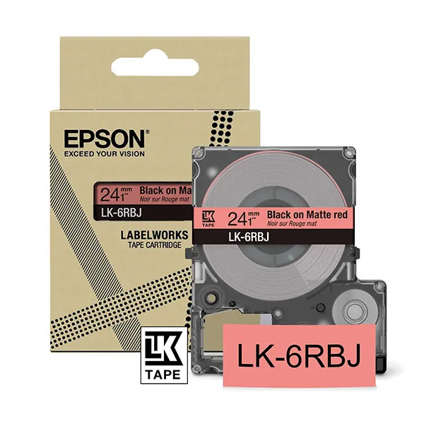 Epson LK-6RBJ cinta mate negro sobre rojo 24 mm (original)