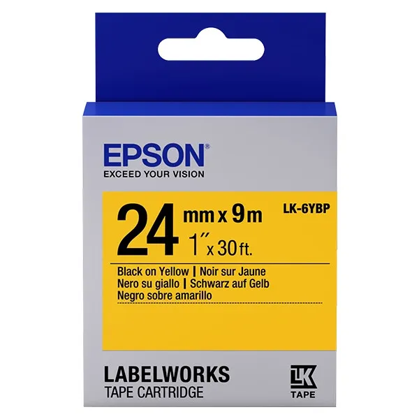 Epson LK-6YBP cinta negro sobre amarillo pastel 24 mm (original)