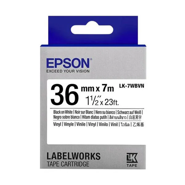 Epson LK-7WBVN Cinta negro sobre blanco 36 mm (original)