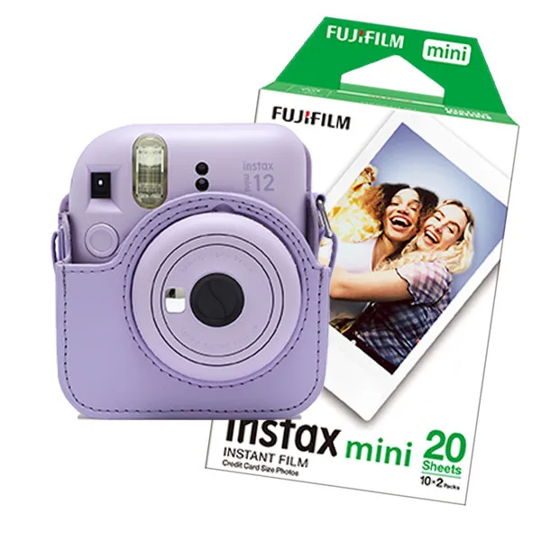 Pack: Fujifilm Instax mini 12 morado con funda y 20 hojas de papel