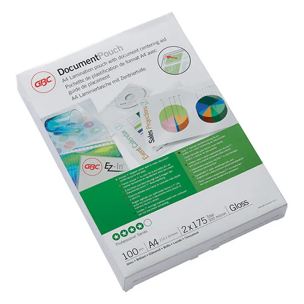 GBC fundas de laminacion de documentos | A4 | brillante | 2x175 micras | 100 unidades