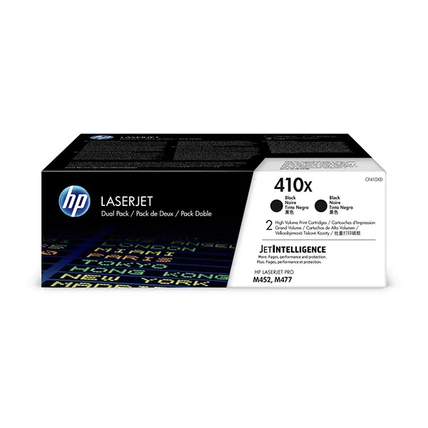 HP 410X (CF410XD) toner negro pack doble (original)