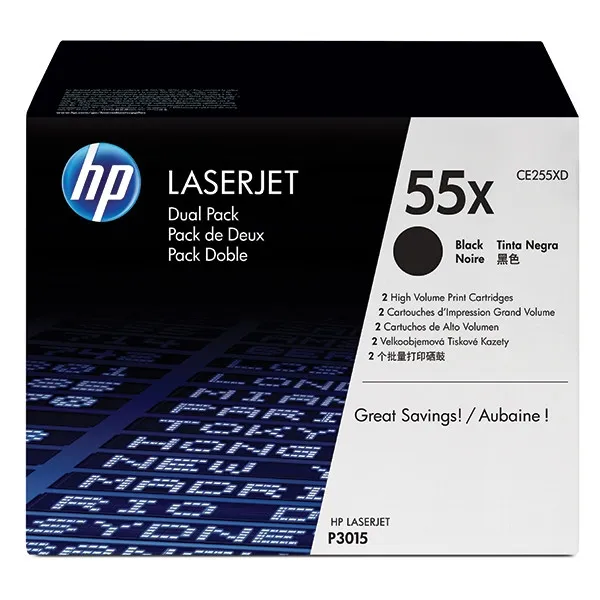 HP 55XD (CE255XD) Pack 2x toner negro XL (original)
