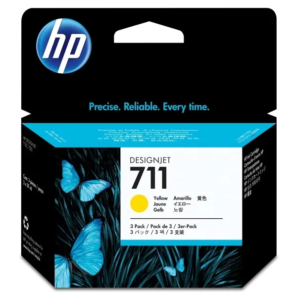 HP 711 (CZ136A) multipack 3x cartucho de tinta amarillo (original)