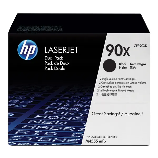 HP 90X (CE390XD) pack 2 toner negro XL (Original)