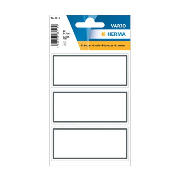 Herma 5711 Etiquetas para libros 82 x 36 mm blancas/grises (18 etiquetas)