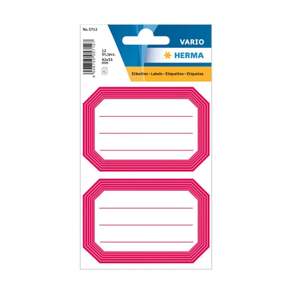 Herma 5712 Etiquetas para libros 82 x 55 mm blancas/rojas (12 etiquetas)
