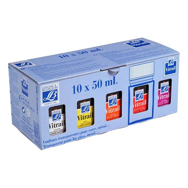 Set de pintura para vidrio y porcelana Lefranc Bourgeois Vitrail 50 ml (10 piezas)