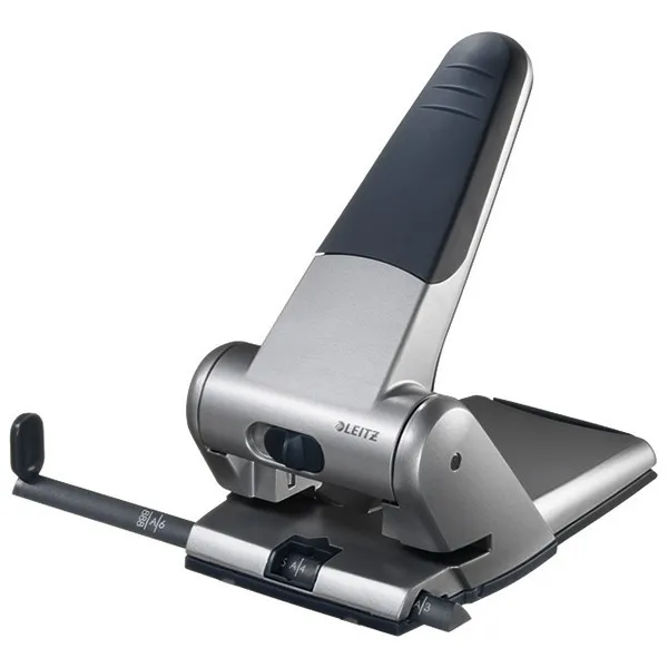 Leitz 5180 Perforadora de 2 orificios plateada para trabajo pesado (65 hojas)
