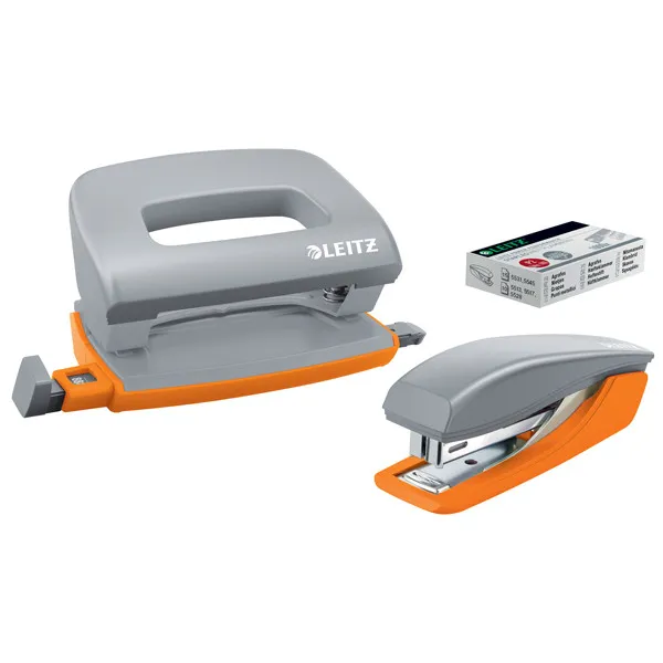 Leitz Urban Chic set mini grapadora y perforadora gris oscuro