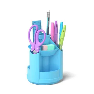 Mini organizador de escritorio giratorio - Azul pastel
