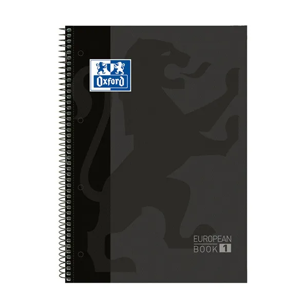 Oxford Classic Europeanbook 1 Cuaderno de espiral A4+ rayado de 90 g/m² y 80 hojas negro