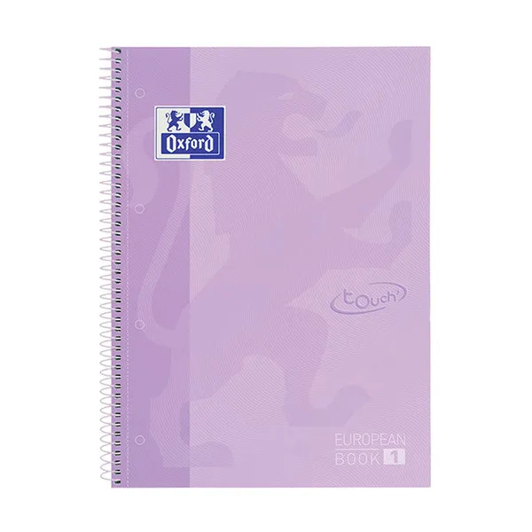 Oxford Touch Europeanbook 1 Cuaderno de espiral A4+ rayado de 90 g/m² y 80 hojas violeta pastel