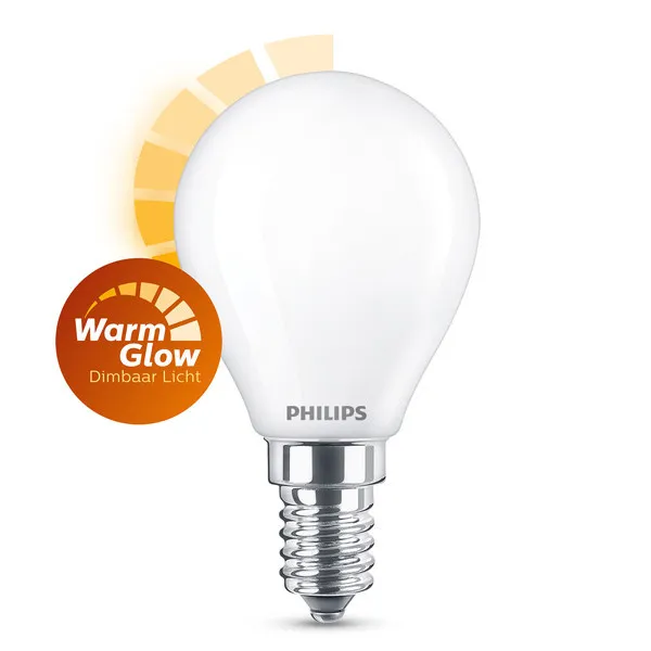 Philips WarmGlow bombilla LED E14 esmerilada regulable 3,4 W (equivalente a 40 W)