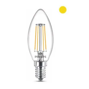 Philips bombilla LED E14 filamento Luz Cálida Vela (4,3W)