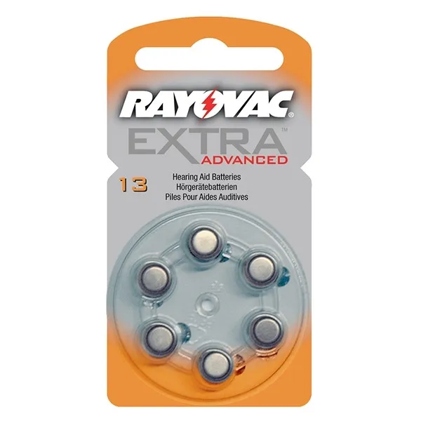 Rayovac extra advanced 13 pilas para audífonos naranjas 6 unidades