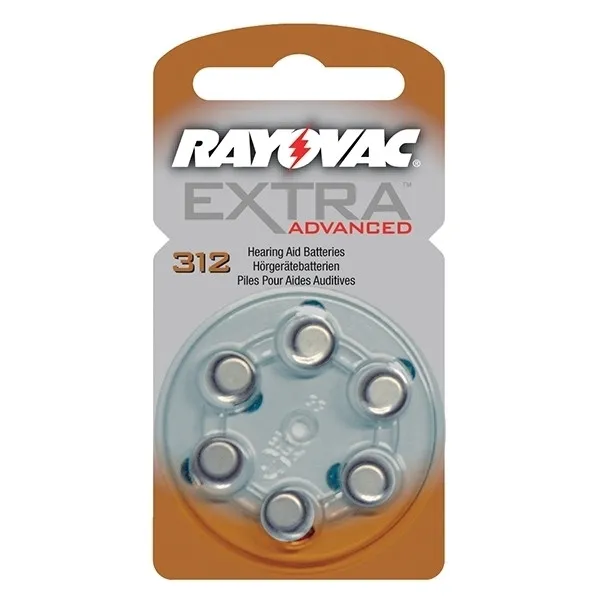 Rayovac extra advanced 312 pilas para audífonos marrones 6 unidades