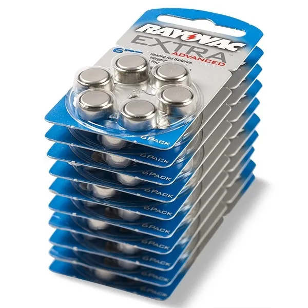 Rayovac extra advanced 675 pilas para audífonos azules 60 unidades