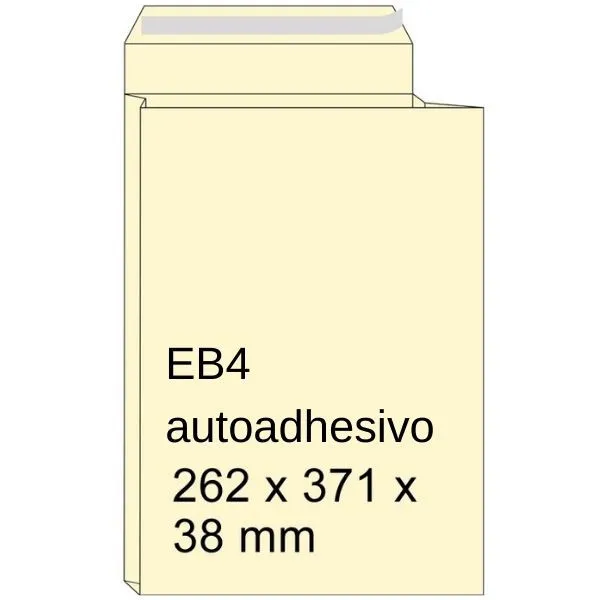 Sobre de muestras con fuelle crema | 262 x 371 x 38 mm | EB4 | adhesivo | 10 unidades