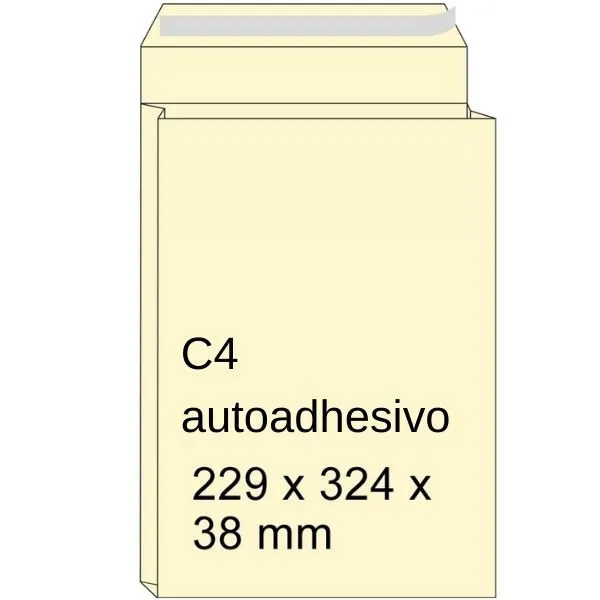 Sobre de muestras con fuelle crema | 324 x 38 mm | C4 | adhesivo | 10 unidades
