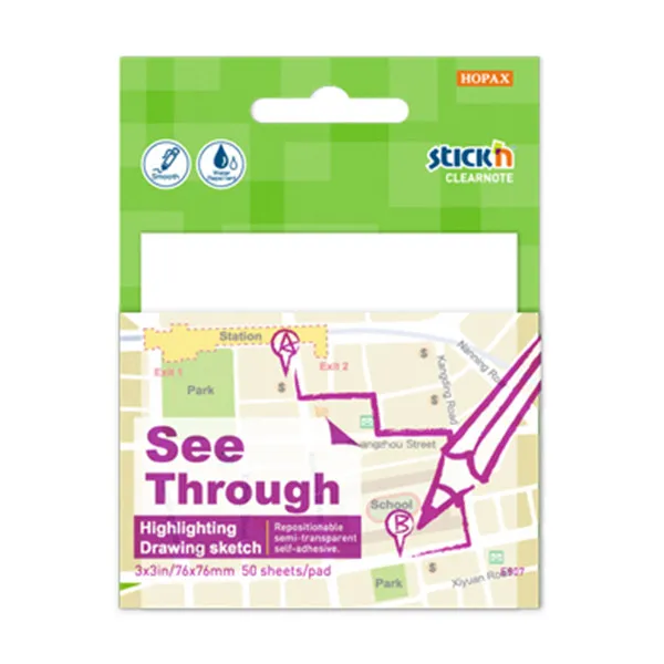 Stick'n Notas autoadhesivas transparentes 76 x 76 mm - 50 hojas