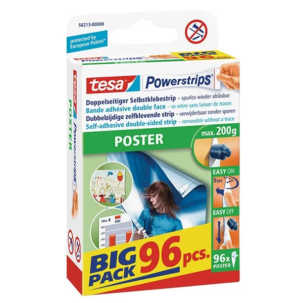Tesa poster de tiras adhesivas powerstrips (96 unidades)