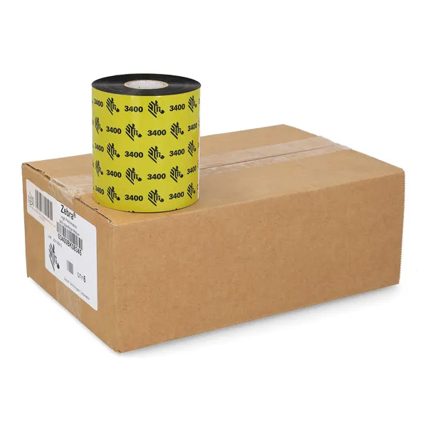 Zebra 3400 cinta de cera/resina (03400BK08345) 83 mm x 450 m | 6 unidades (original)