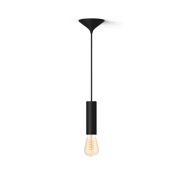 Philips Pack: Cable Negro Para Bombilla De Filamento + Bombilla De Filamento St72, Color Blanco Cálido A Frio