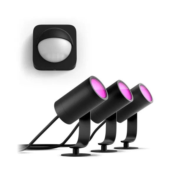 Philips Pack: Focos Inteligentes Hue Lily (3un) + Sensor De Exterior