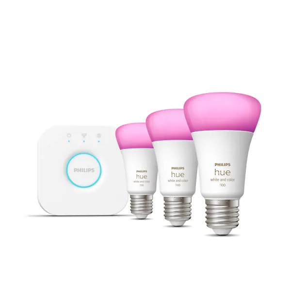 Philips Hue White & Color Ambiance Kit De Inicio: 3 Bombillas Inteligentes E27 (1100)