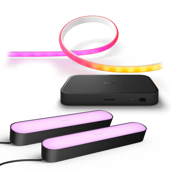 Philips Pack: Hue Hdmi Sync Box 8k + Hue Gradient Tira Led 2m + Hue Play Barras Luces X2 (negro)