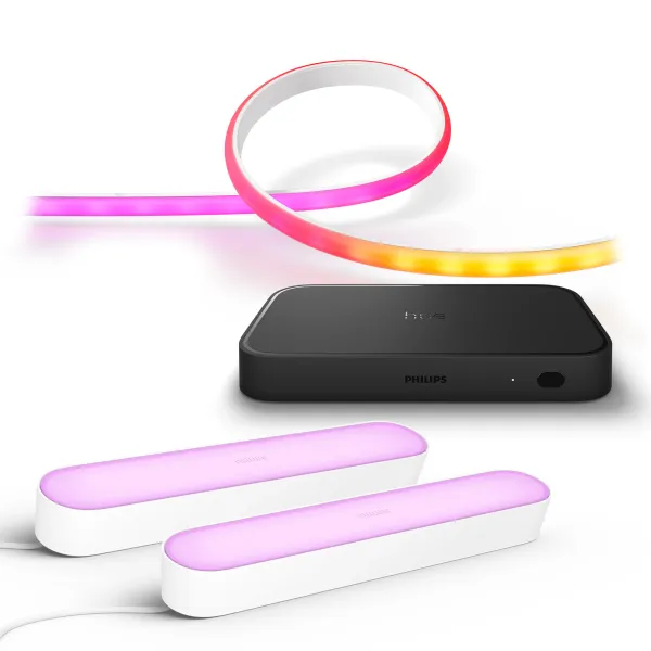 Philips Pack: Hue Hdmi Sync Box 8k + Hue Play Barras Luces X2 (blancas) + Hue Gradient Tira Led 2m