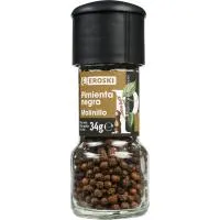 Molinillo de pimienta negra EROSKI, frasco 34 g