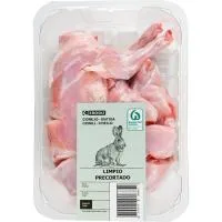 Conejo limpio precortado EROSKI, bandeja aprox. 1 kg