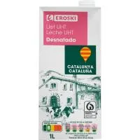 Leche desnatada de Cataluña EROSKI, brik 1 litro